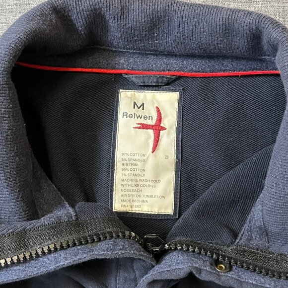Relwen 1/4 Zip Snap Button Sweatshirt Pullover - Men's Size M - Blue - Picture 6 of 11